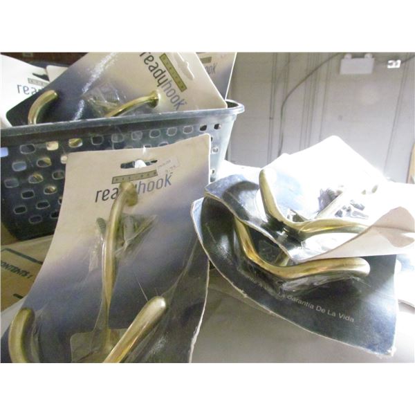 BRASS COAT HOOKS, QUANTITY 12