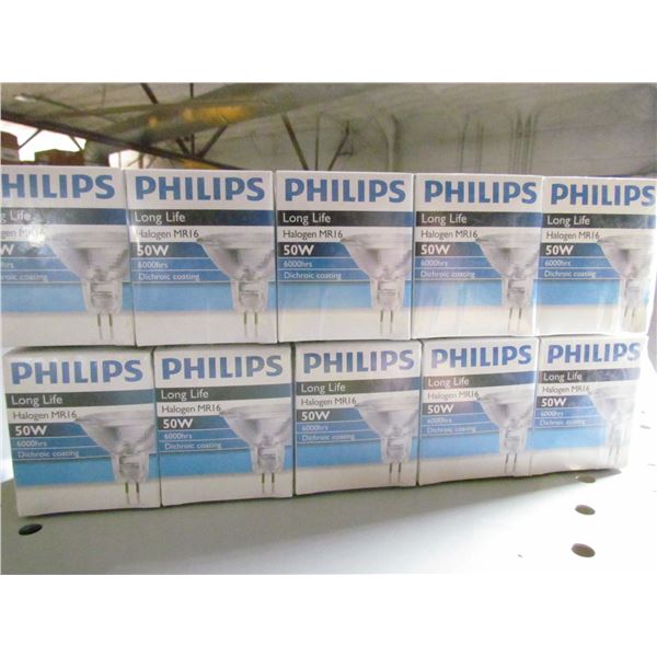 HALOGEN MR16 50 W BULBS, 2 SLEEVES OF 5 BULBS