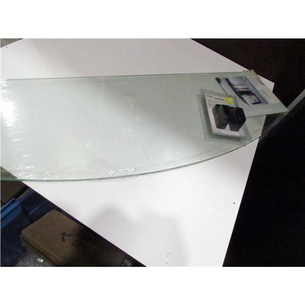 GLASS 8 MM TEMPERED SHELF, MADRID 36" WIDE, 8 TO 12" DEEP, WITH BRACKET