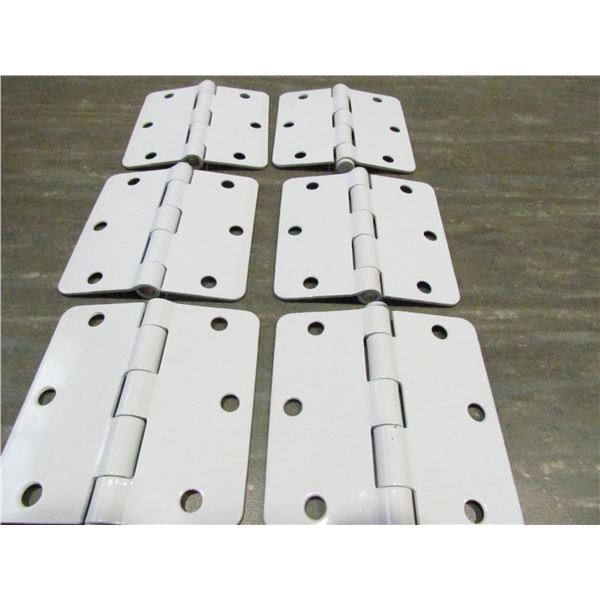 3.5" 1/4 RD WHITE HINGES, 3 PAIRS