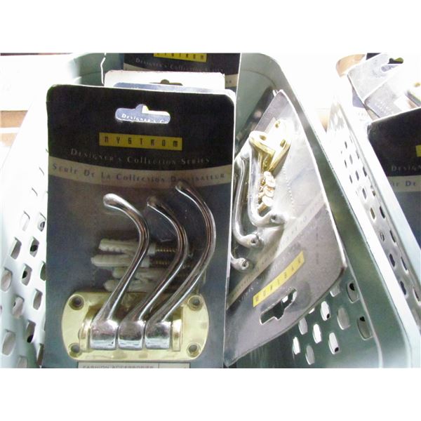 CHROME / BRASS NYSTROM SWING AWAY HOOKS. QUANTITY 10