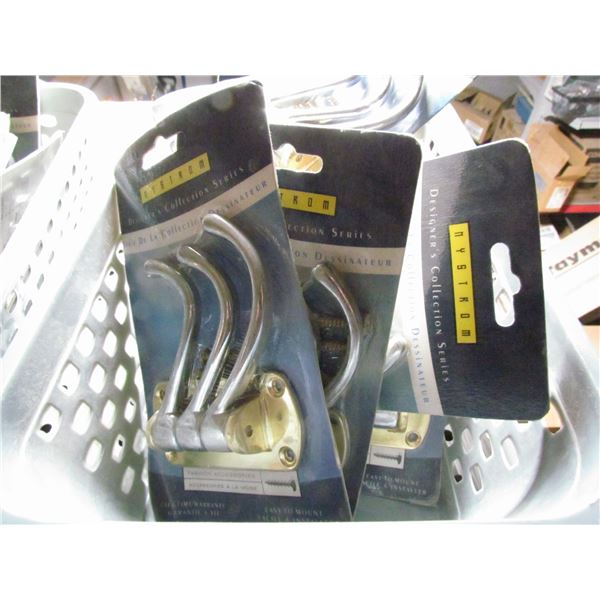 CHROME / BRASS NYSTROM SWING AWAY HOOKS. QUANTITY 10