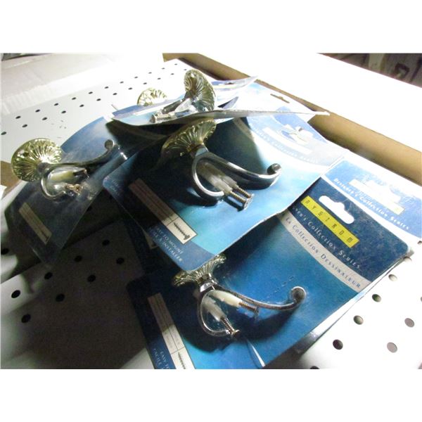 CHROME / BRASS ROBE HOOKS #76904. QUANTITY 10