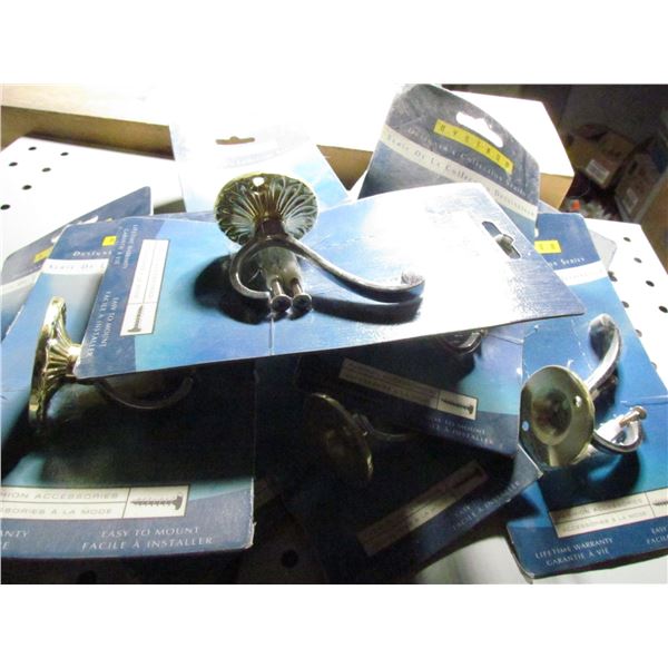 CHROME / BRASS ROBE HOOKS #76904. QUANTITY 10