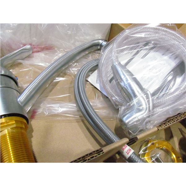 "MOEN" CHATEAU BRUSHED CHROME KITCHEN FAUCET WITH SPRAY