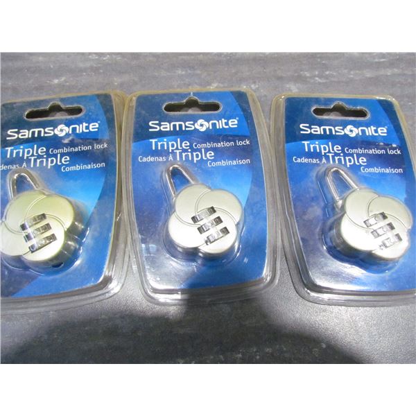 SAMSONITE TRIPLE COMBINATION LOCKS X 3