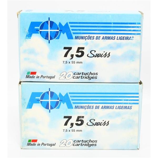 40 Rounds of FNM 7.5x55 Swiss Ammunition