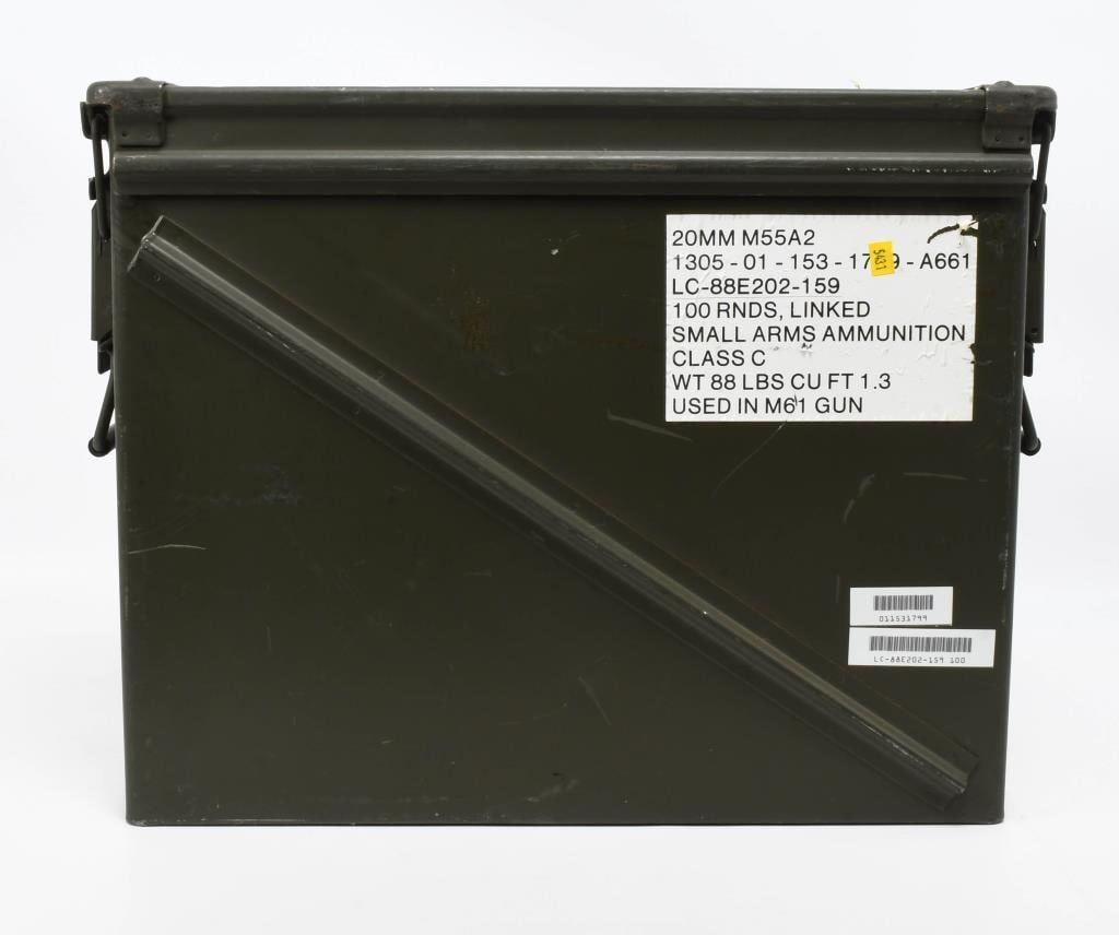 20mm Shell Container US Military 20mm Munitions Container, Metal Can OD