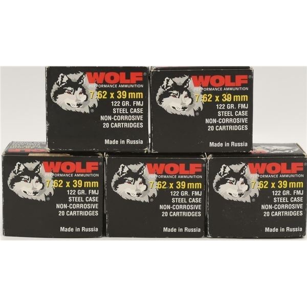 100 Rounds Of Wolf 7.62x39 Ammunition