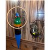 Image 2 : Hand Carved Hanging Parrot w/ Decorative Brass Toucan Vintage Conversation Pieces