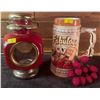 Image 1 : Vintage Rare Hurricane Lantern w/ Decorative Vegas Stein