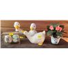 Image 1 : Trio of Ceramic Ducks w/ Hand Painted Asian Eggs & Decorative Glass Vase