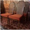 Image 1 : Stunning Tiger Oak & Merlot Velvet Upholstered Dining Chairs Vintage 4 Count