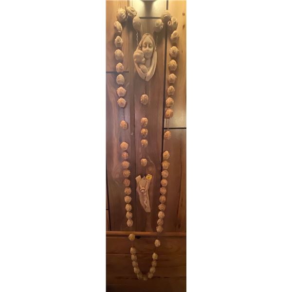 Rare Hand Carved Wood Rosary Larger Than Life