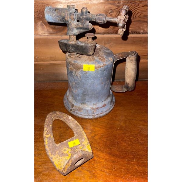 Antique Torch & Iron Griddle