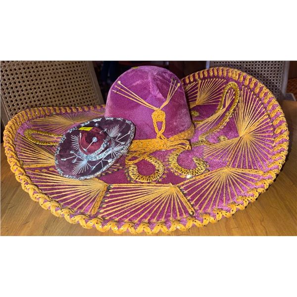 Authentic Made in Mexico Sombreros 1 Adult Size & 1 Taco Bell Dog Sized