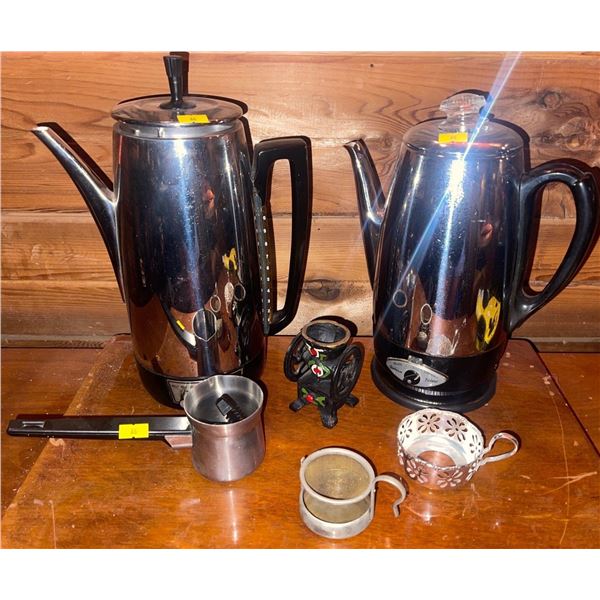 Vintage Camp Coffee Pot w/ Assorted Kitchenware & More