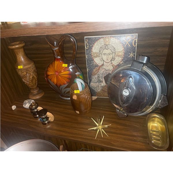 Decorative Hand Carved Collection of Wood Home Decor Candle Holder Mini Beer Steins & More