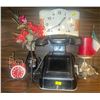 Image 1 : Antique Wind up Phone w/Clock Brass Candle Sconce & More