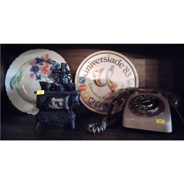 Rescie Miniature Wood Stove 6x9 Vintage Landline w/ Decorative Plate