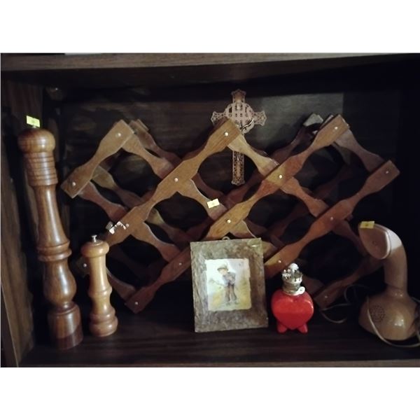 12 Bottle Wine Rack Vintage Telephone Wood Pepper Mill & More