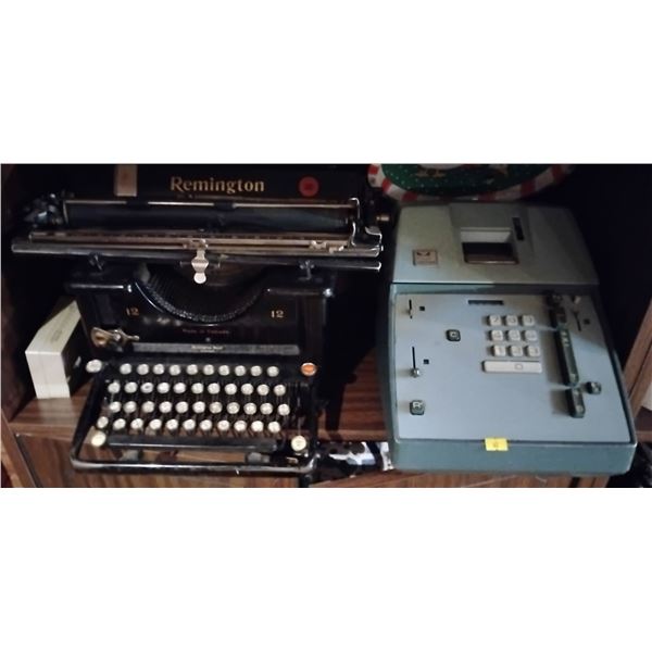 Antique Remington Typewriter w/ Victor Calculator Cash Registor