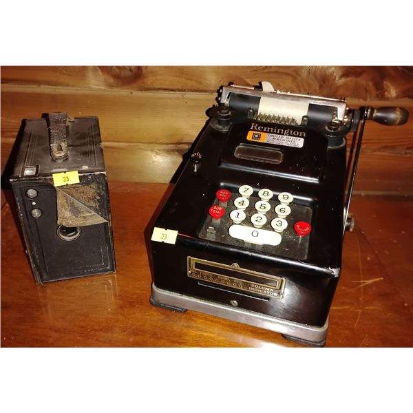 Remington United Office Machines w/ Antique Brownie Camera
