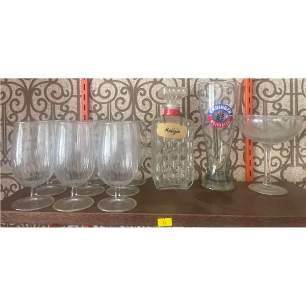 Assorted Barware Decanter &assorted Stemware & More