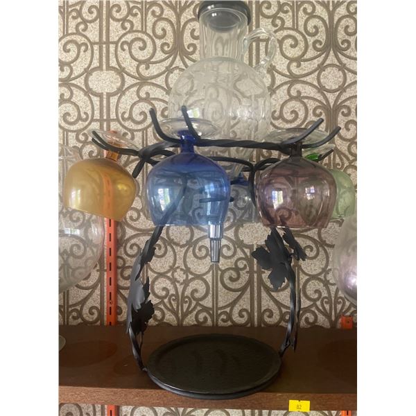 Stylish Decanter Set w/ Large Glass Goblets