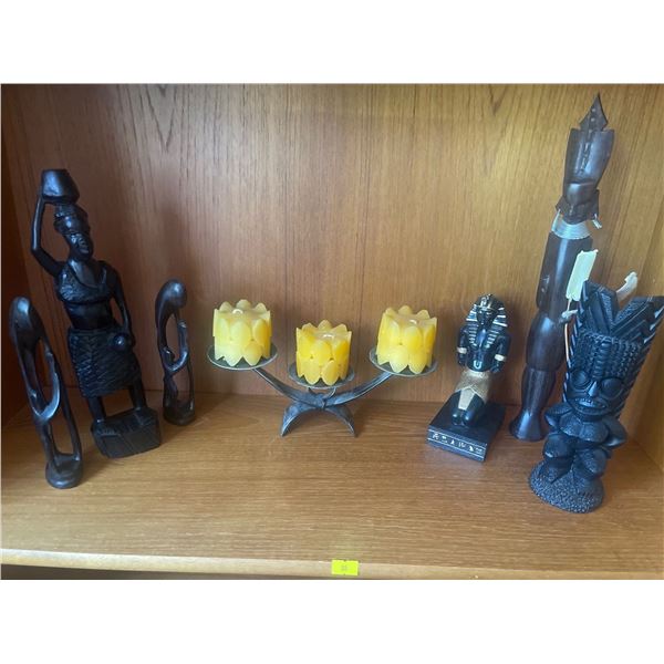 Aztec Egyptian & African Idols w/ Decorative Candle Holders