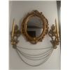 Image 1 : Beautiful Gold Toned Mirror w/ Unique Candle Sconces