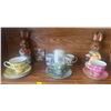 Image 1 : Antique Ceramic Bunny Figurines w/ Assorted Tea Cups & Saucers