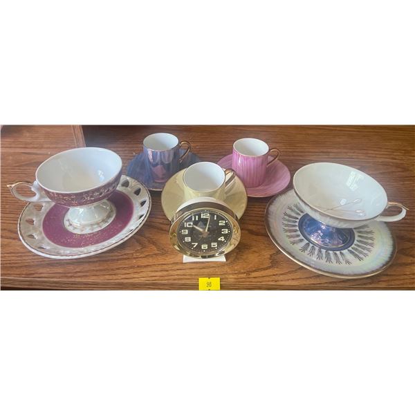 Assorted Tea Accessories Made In Japan w/ Vintage Clock