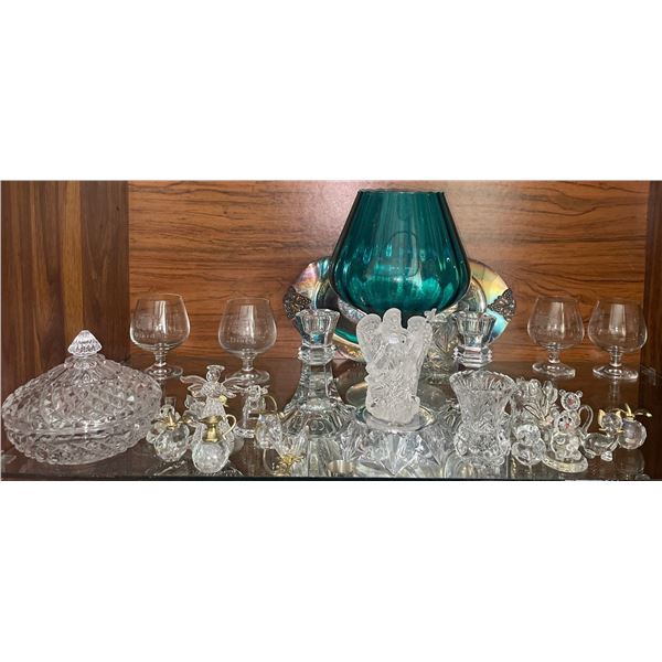 Large Turquoise Goblet w/ Assorted Crystal Serving Ware & More
