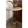 Image 1 : Marble & Brass Side Accent Table w/ Decorative Bird Idol 32T