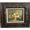 Image 1 : Vintage Hand Carved Wood Framed Floral Art 18x17