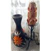 Image 1 : Attractive Wood Vase w/ Hand Made Decorative Candle on Stand