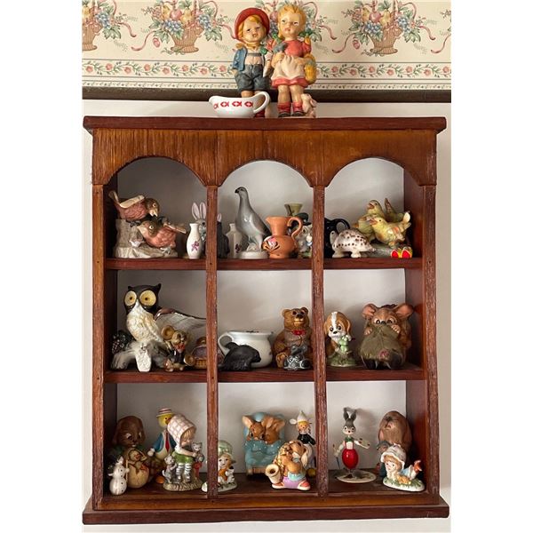 Wood Wall Cabinet w/ Assorted Antique & Vintage Minis