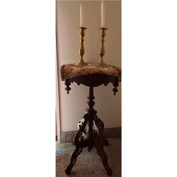 Decorative Walnut Accent Table w/ Brass Candle Accents &More