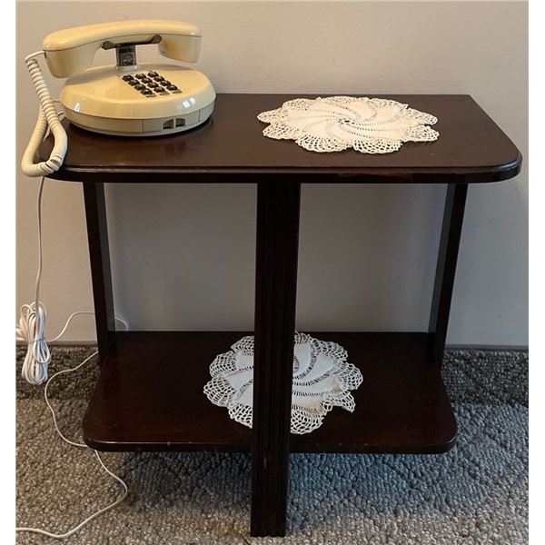 Mahogany Telephone Table w/ Vintage Home Phone 21x14x21