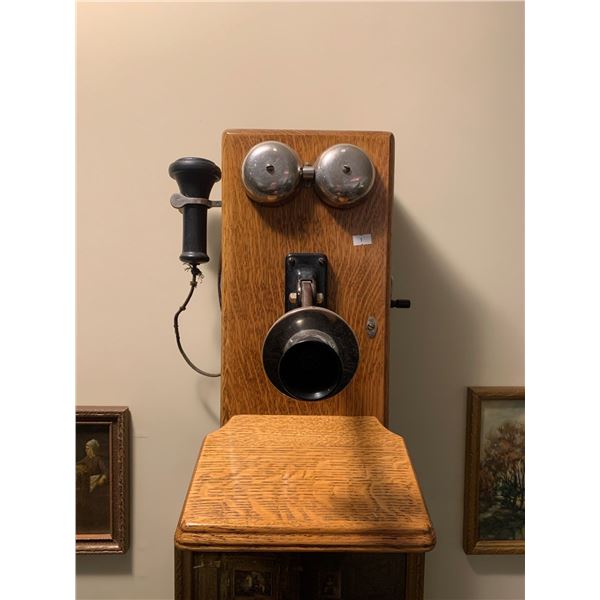 Oak Antique Telephone 20T x 9W