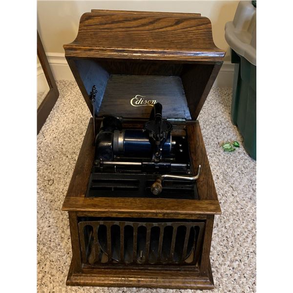 Antique Edison Oak Tabletop Amberola 16 x 16