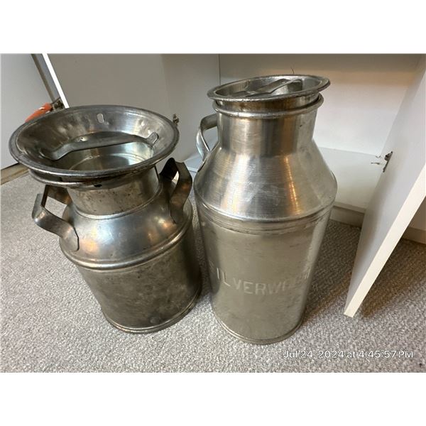 Antique Silverwood Milking Tins