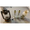 Image 1 : Vintage lantern and lamps; tallest is 15T