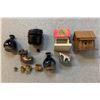 Image 1 : Set of Various vases, a bird house, and other vintage holders.