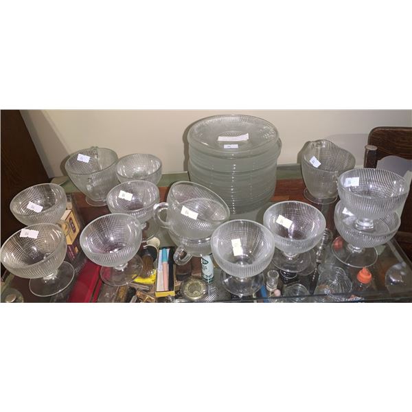 Set of Glasses and Plates -- Homespun, Fine rib Labeled 1939-1949