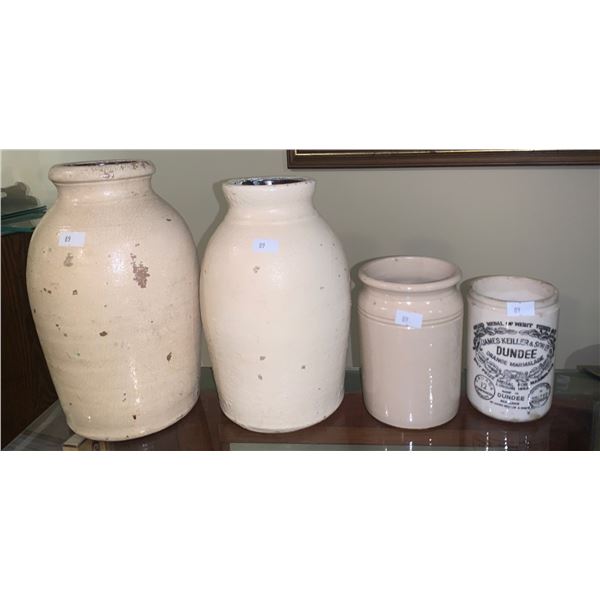 Pottery vases; large handmade (10T and 9T) ,smaller govencroft pottery and Dundee