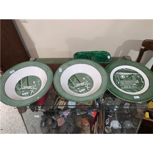 Colonial homestead by royal dish set (3) plus extra green dish
