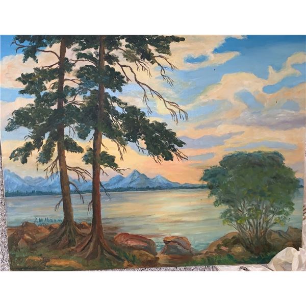 'Looking from Vancouver island to mainland' Painting 30W, 24T. JM Abram 1975