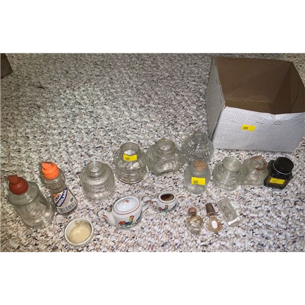 Antique small glass bottle collection set